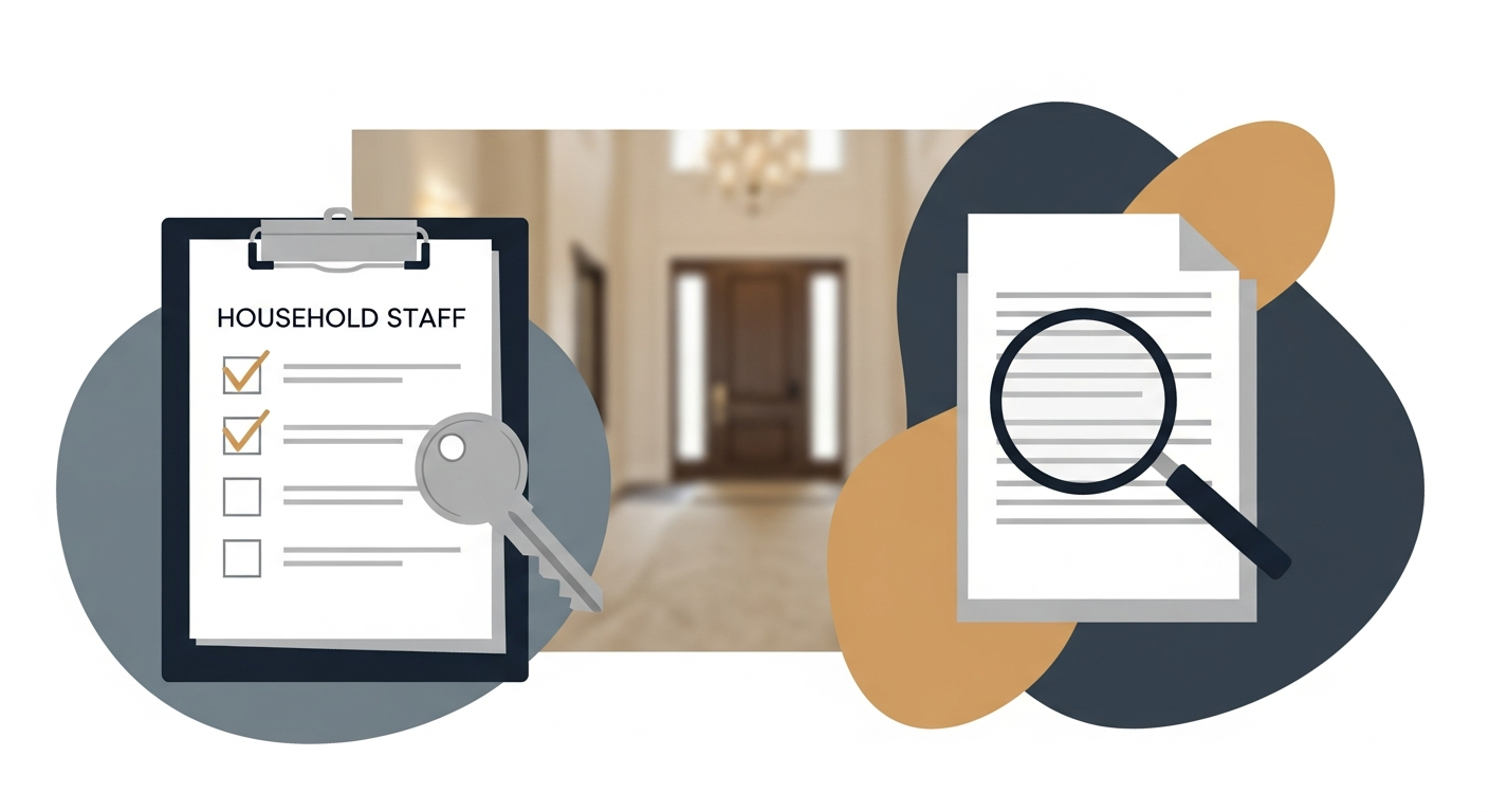 Household staff and vendor due diligence concept for high-profile principals